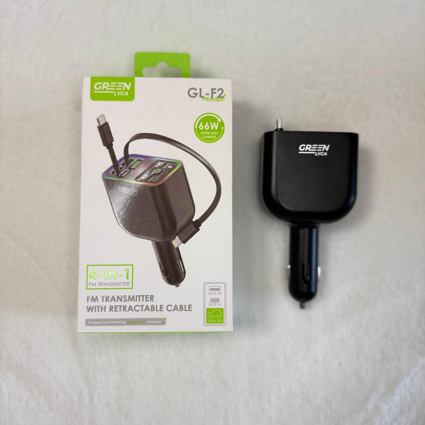 Carregador de Carro 4-em-1 GREEN LYCA – Super Rápido 66W