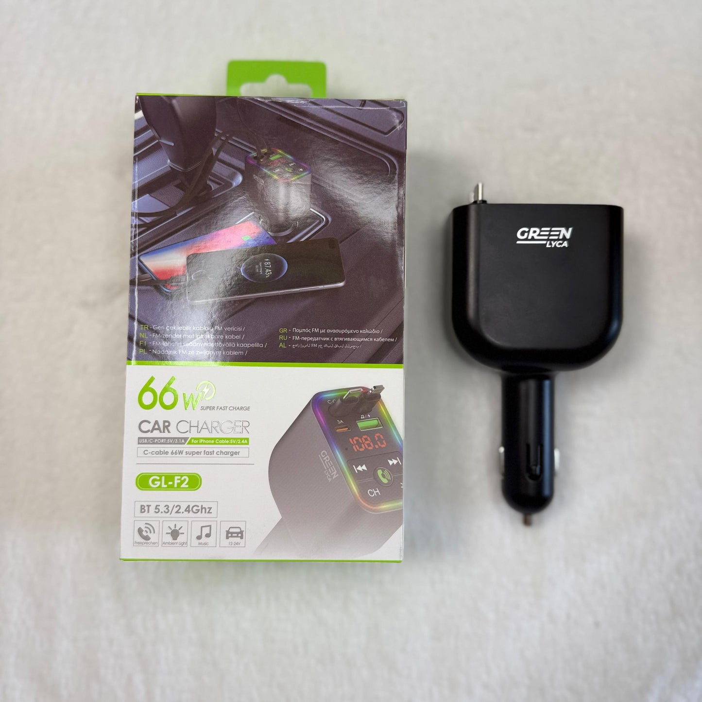 Carregador de Carro 4-em-1 GREEN LYCA – Super Rápido 66W