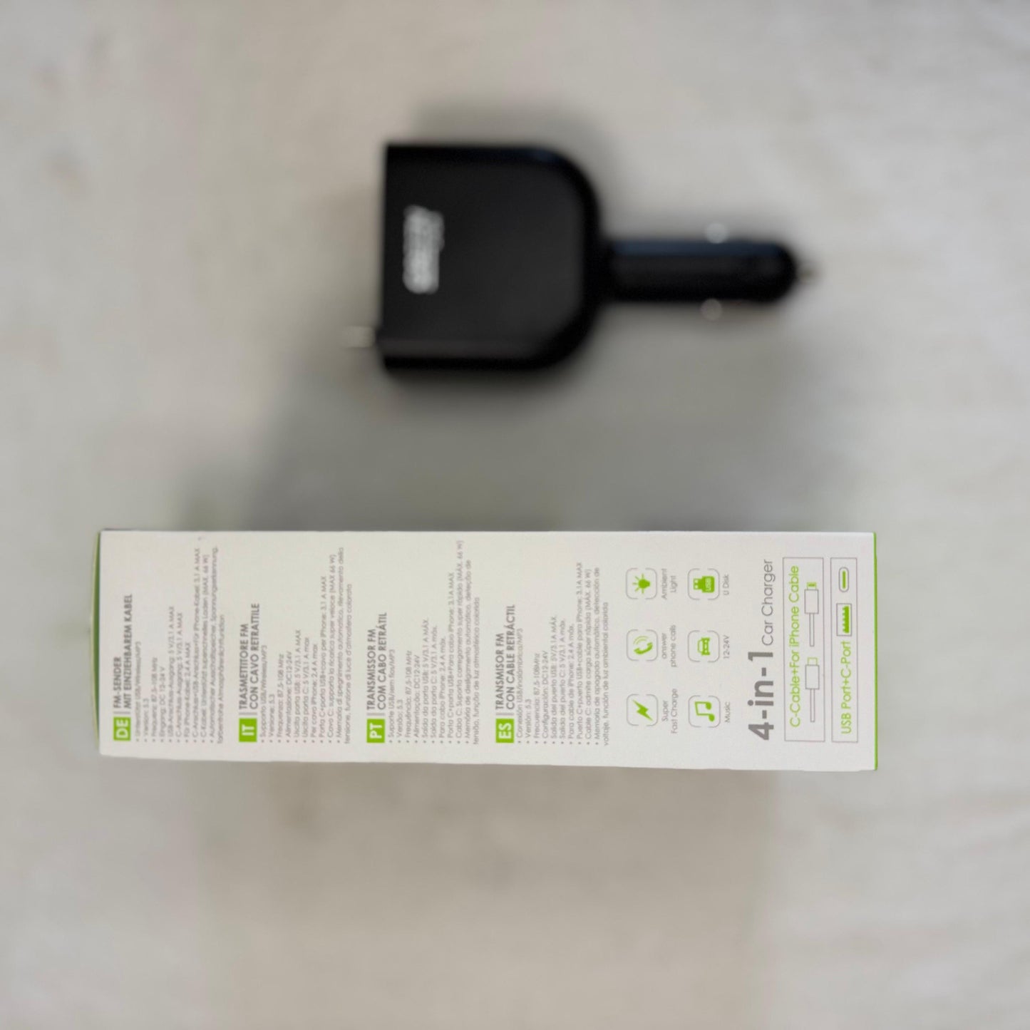 Carregador de Carro 4-em-1 GREEN LYCA – Super Rápido 66W